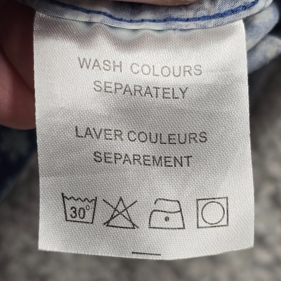 John Lennon Shirt Mens XL Blue Button Up Long Sleeve Flip Cuff Flowers - Picture 8 of 13